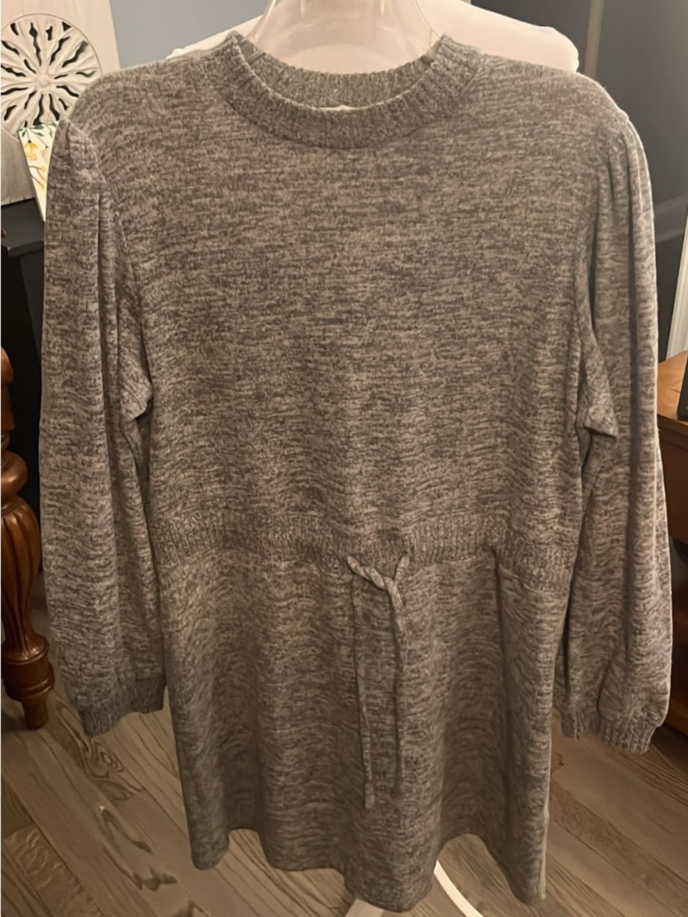 Emma & Michele Heather Gray Drawstring Midi Tunic Dress